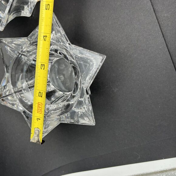 2 Vtg Villeroy & Boch Germany Lg Glass Star Votive Candle Holders Lucca 4.75" - Picture 10 of 16